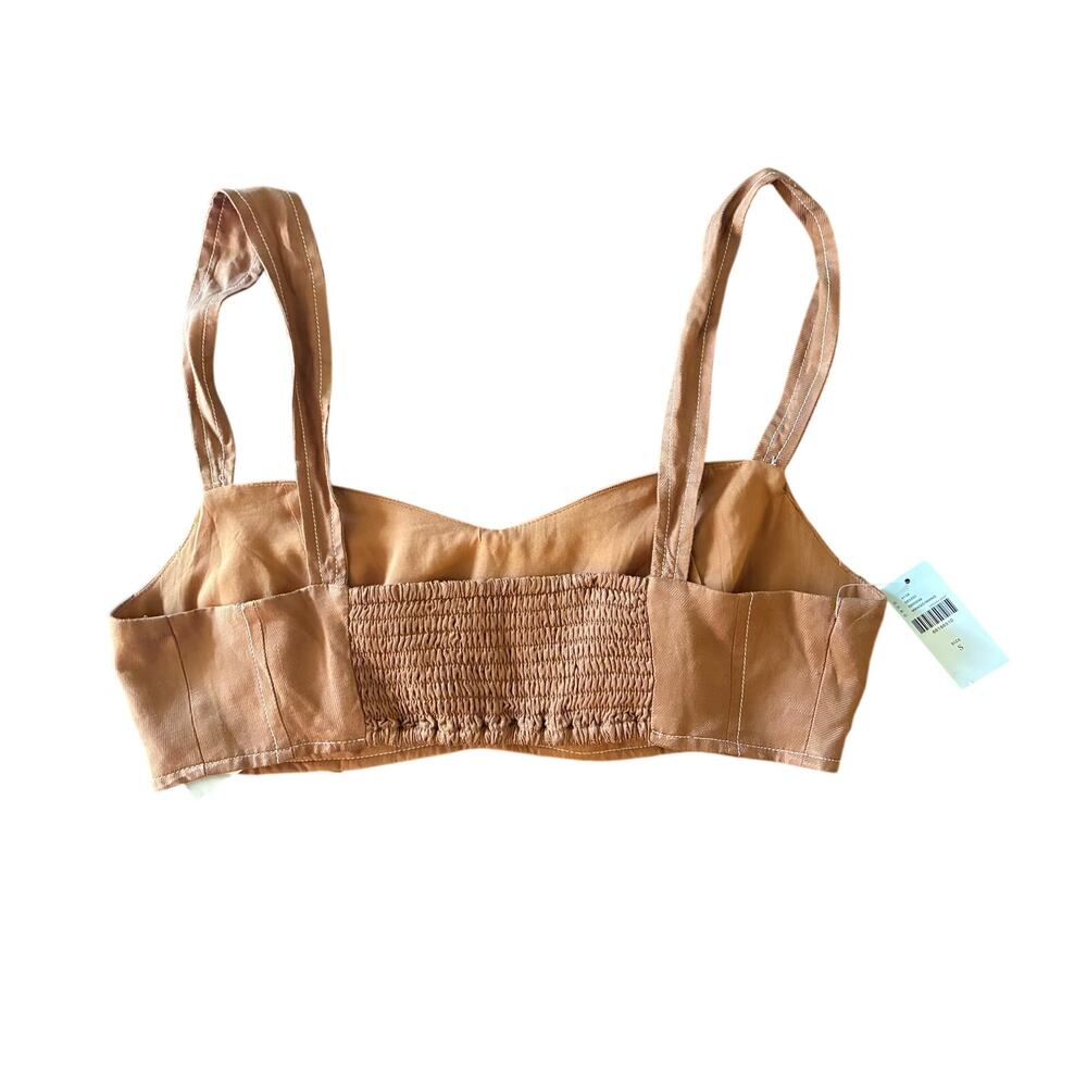 Anthropologie Seamed Corset Crop Top Mango Orange - Picture 2 of 5